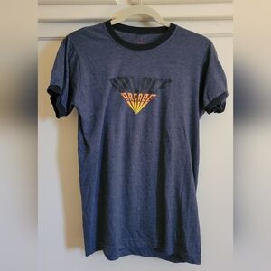 STRANGER THINGS Netflix "Palace Arcade" Heather Blue Ringer Tee (Unisex)